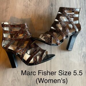 Marc Fisher Brown Strappy Heeled Sandals